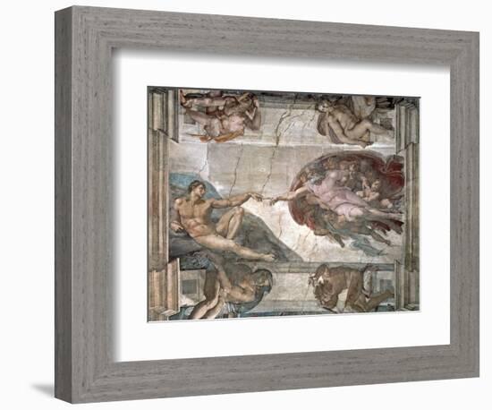 The Creation of Adam from the Sistine Chapel, 1508-12-Michelangelo Buonarroti-Framed Giclee Print