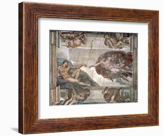 The Creation of Adam from the Sistine Chapel, 1508-12-Michelangelo Buonarroti-Framed Giclee Print