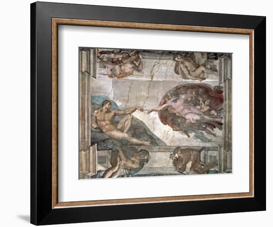 The Creation of Adam from the Sistine Chapel, 1508-12-Michelangelo Buonarroti-Framed Giclee Print