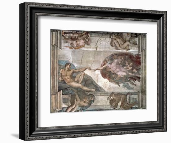 The Creation of Adam from the Sistine Chapel, 1508-12-Michelangelo Buonarroti-Framed Giclee Print