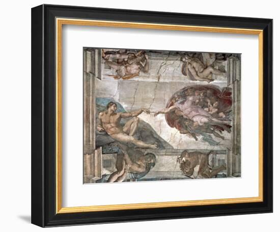 The Creation of Adam from the Sistine Chapel, 1508-12-Michelangelo Buonarroti-Framed Giclee Print