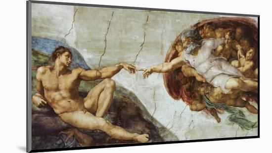The Creation Of Adam-Michelangelo Buonarroti-Mounted Art Print