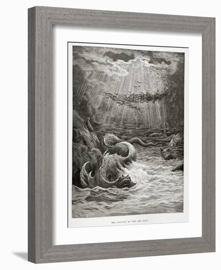 The Creation of Fish and Birds, from Paradise Lost by John Milton (1608-74) Engraved by Collon…-Gustave Doré-Framed Giclee Print