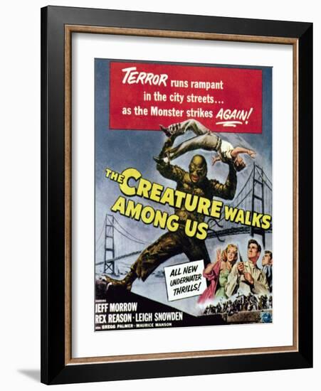 The Creature Walks Among Us, Bottom From Left: Leigh Snowden, Jeff Morrow, Rex Reason, 1956-null-Framed Art Print