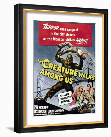 The Creature Walks Among Us, Bottom From Left: Leigh Snowden, Jeff Morrow, Rex Reason, 1956-null-Framed Art Print