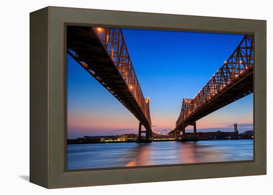 The Crescent City Connection Bridge on the Mississippi River in New Orleans Louisiana-f11photo-Framed Premier Image Canvas