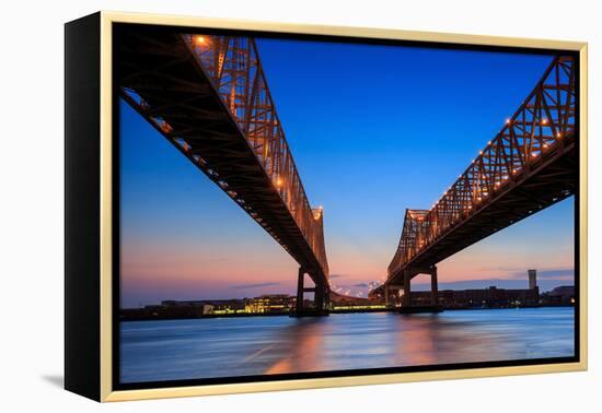 The Crescent City Connection Bridge on the Mississippi River in New Orleans Louisiana-f11photo-Framed Premier Image Canvas