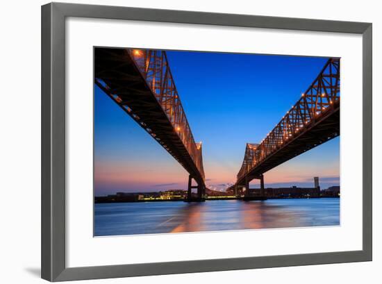 The Crescent City Connection Bridge on the Mississippi River in New Orleans Louisiana-f11photo-Framed Photographic Print