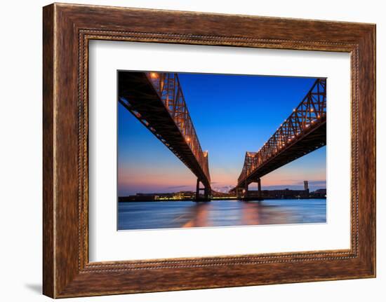 The Crescent City Connection Bridge on the Mississippi River in New Orleans Louisiana-f11photo-Framed Photographic Print