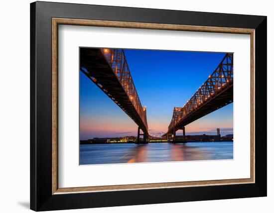 The Crescent City Connection Bridge on the Mississippi River in New Orleans Louisiana-f11photo-Framed Photographic Print