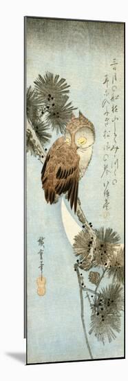 The Crescent Moon and Owl Perched on Pine Branches-Ando Hiroshige-Mounted Giclee Print