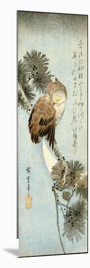 The Crescent Moon and Owl Perched on Pine Branches-Ando Hiroshige-Mounted Giclee Print