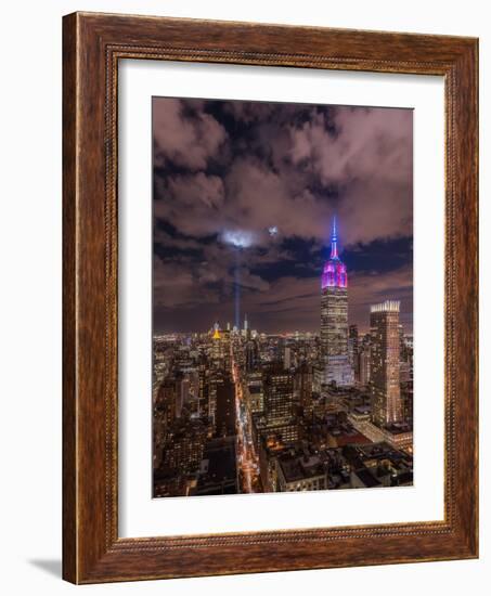 The Crescent Moon with the Tribute Lights-Bruce Getty-Framed Photographic Print