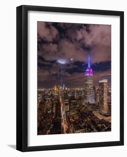 The Crescent Moon with the Tribute Lights-Bruce Getty-Framed Photographic Print
