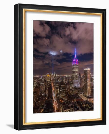 The Crescent Moon with the Tribute Lights-Bruce Getty-Framed Photographic Print