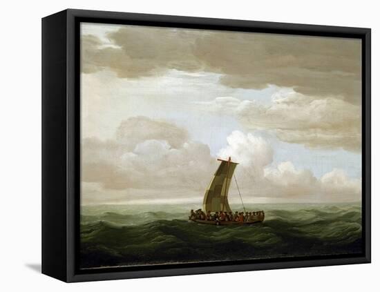 The Crew of Galerie 'Luxborough', the Captain and 21 Men, in a Lifeboat. Oil Painting, circa 1727,-John the Elder Cleveley-Framed Premier Image Canvas