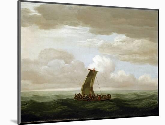 The Crew of Galerie 'Luxborough', the Captain and 21 Men, in a Lifeboat. Oil Painting, circa 1727,-John the Elder Cleveley-Mounted Giclee Print