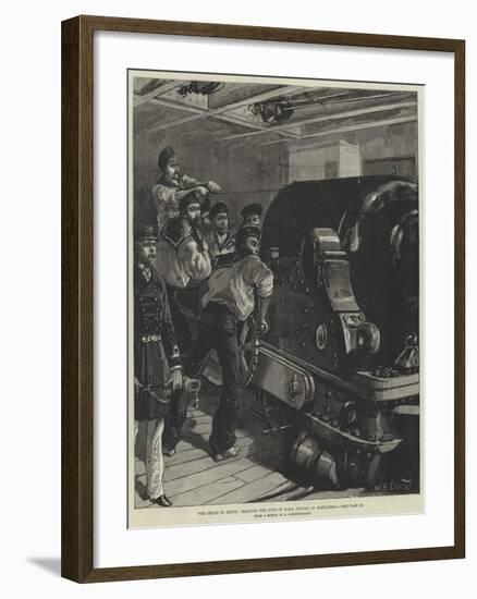 The Crisis in Egypt, Training the Guns of HMS Sultan at Alexandria-William Heysham Overend-Framed Giclee Print