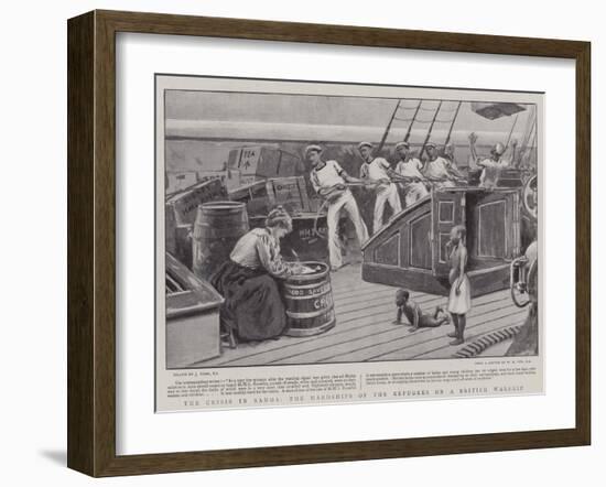 The Crisis in Samoa, the Hardships of the Refugees on a British Warship-Joseph Nash-Framed Giclee Print
