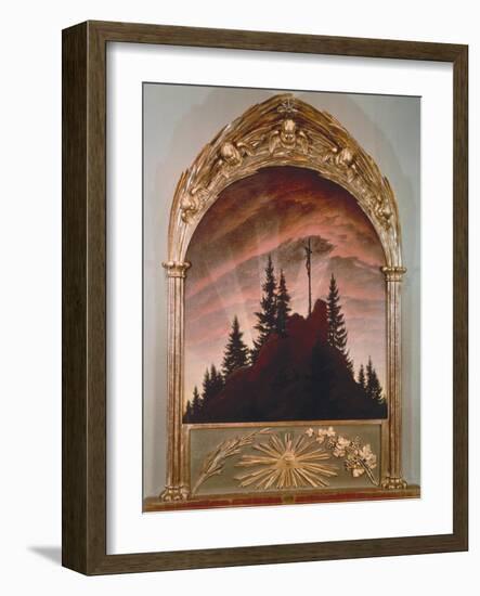 The Cross in the Mountains, 1808 (For the Private Chapel of the Earl Von Thun in Tetschen)-Caspar David Friedrich-Framed Giclee Print