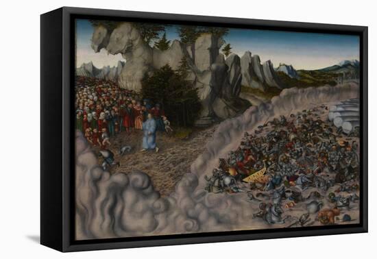The Crossing of the Red Sea (Pharaoh's Hosts Engulfed in the Red Se), 1530-Lucas Cranach the Elder-Framed Premier Image Canvas