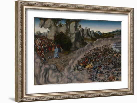 The Crossing of the Red Sea (Pharaoh's Hosts Engulfed in the Red Se), 1530-Lucas Cranach the Elder-Framed Giclee Print