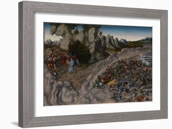 The Crossing of the Red Sea (Pharaoh's Hosts Engulfed in the Red Se), 1530-Lucas Cranach the Elder-Framed Giclee Print