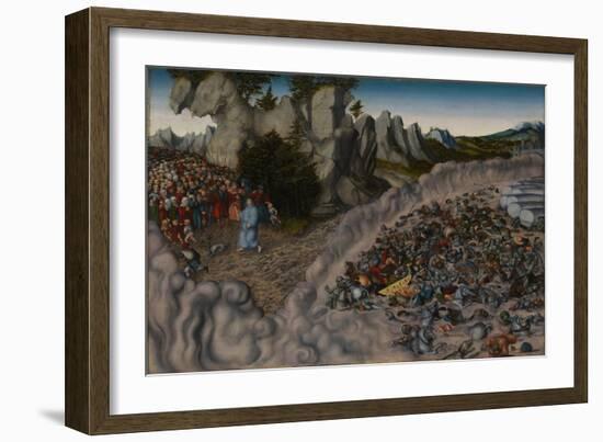 The Crossing of the Red Sea (Pharaoh's Hosts Engulfed in the Red Se), 1530-Lucas Cranach the Elder-Framed Giclee Print