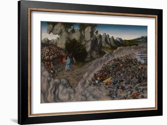 The Crossing of the Red Sea (Pharaoh's Hosts Engulfed in the Red Se), 1530-Lucas Cranach the Elder-Framed Giclee Print