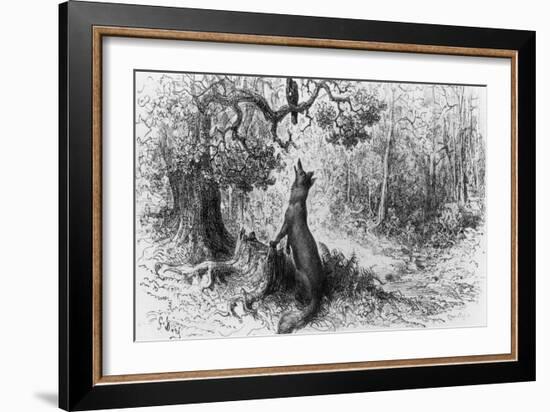 The Crow and the Fox, from "Fables" by Jean de La Fontaine-Gustave Doré-Framed Giclee Print