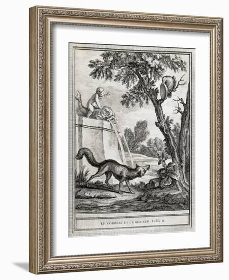 The Crow and the Fox, Illustration-Jean-Baptiste Oudry-Framed Giclee Print