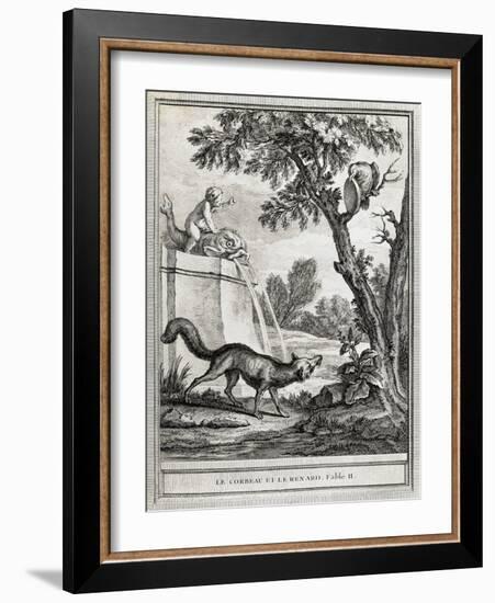 The Crow and the Fox, Illustration-Jean-Baptiste Oudry-Framed Giclee Print