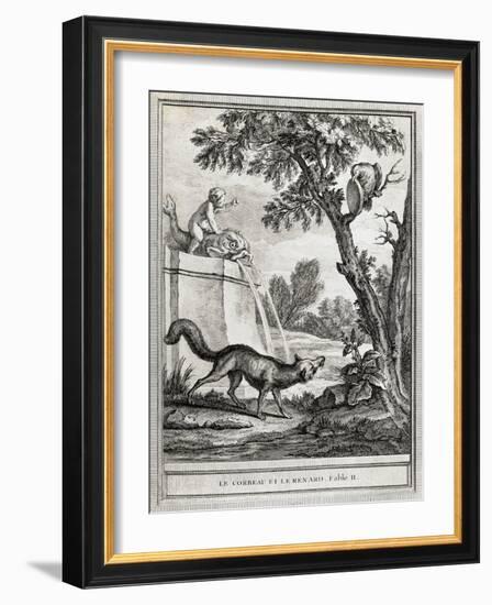 The Crow and the Fox, Illustration-Jean-Baptiste Oudry-Framed Giclee Print