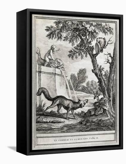 The Crow and the Fox, Illustration-Jean-Baptiste Oudry-Framed Premier Image Canvas