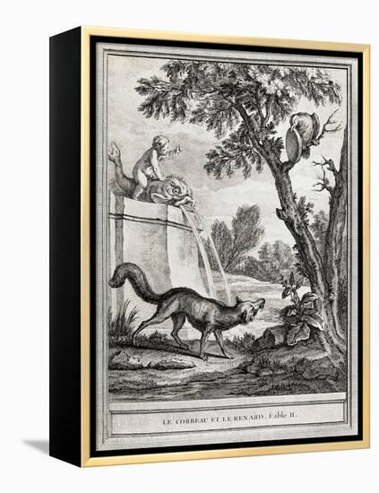 The Crow and the Fox, Illustration-Jean-Baptiste Oudry-Framed Premier Image Canvas