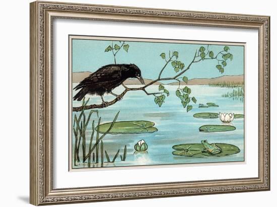 The Crow and the Frog-null-Framed Art Print