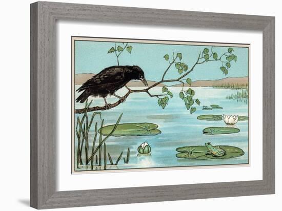 The Crow and the Frog-null-Framed Art Print