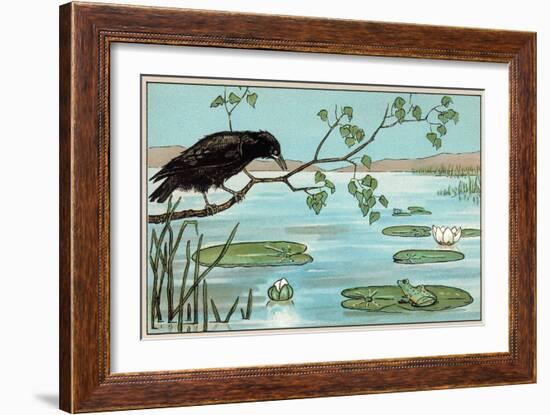 The Crow and the Frog-null-Framed Art Print