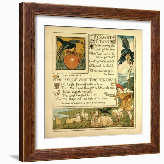 The Crow and the Pitcher the Eagle and the Crow-null-Framed Giclee Print