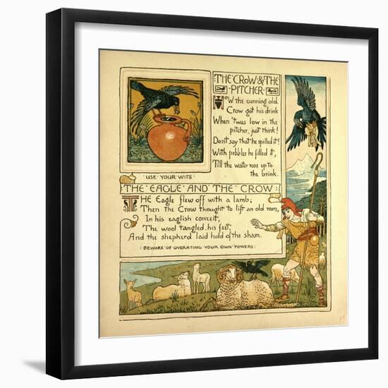 The Crow and the Pitcher the Eagle and the Crow-null-Framed Giclee Print