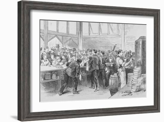 The Crowded Lunch Counter of an American Railroad Station, 1870S-null-Framed Giclee Print