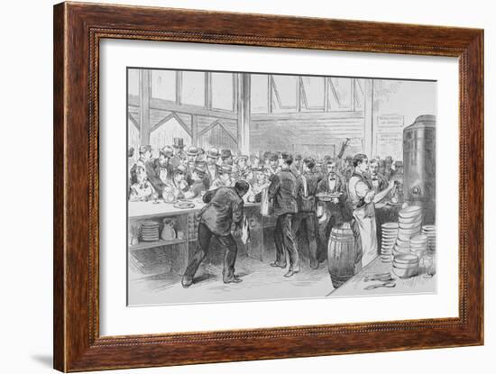 The Crowded Lunch Counter of an American Railroad Station, 1870S-null-Framed Giclee Print