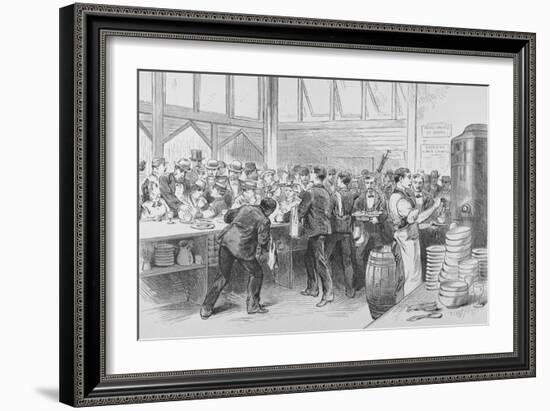 The Crowded Lunch Counter of an American Railroad Station, 1870S-null-Framed Giclee Print