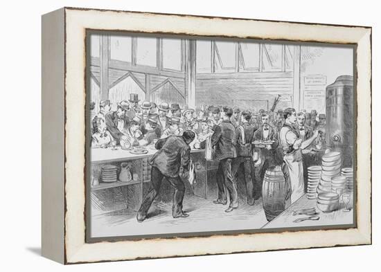 The Crowded Lunch Counter of an American Railroad Station, 1870S-null-Framed Premier Image Canvas