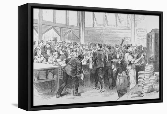 The Crowded Lunch Counter of an American Railroad Station, 1870S-null-Framed Premier Image Canvas