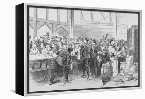 The Crowded Lunch Counter of an American Railroad Station, 1870S-null-Framed Premier Image Canvas