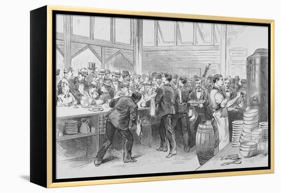 The Crowded Lunch Counter of an American Railroad Station, 1870S-null-Framed Premier Image Canvas