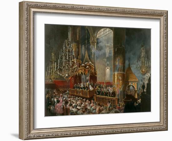 The Crowning of Tsarina Maria Alexandrovna of Russia, Moscow, 1856-Mihály Zichy-Framed Giclee Print