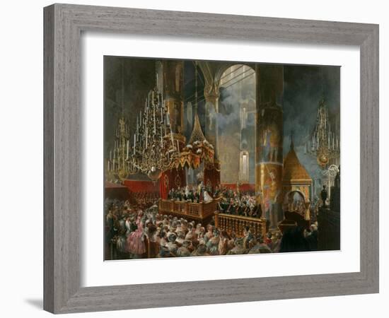 The Crowning of Tsarina Maria Alexandrovna of Russia, Moscow, 1856-Mihály Zichy-Framed Giclee Print