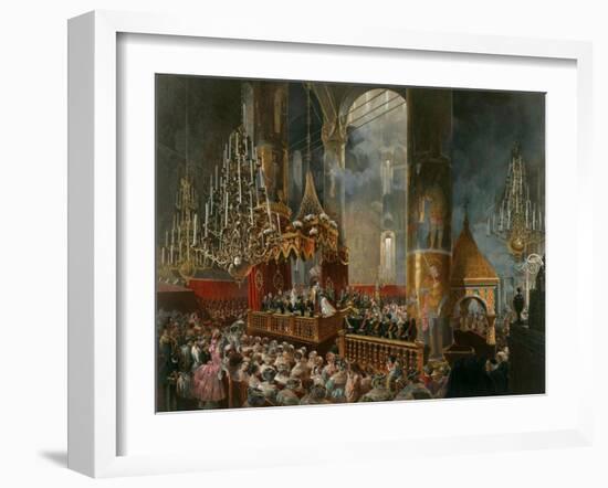 The Crowning of Tsarina Maria Alexandrovna of Russia, Moscow, 1856-Mihály Zichy-Framed Giclee Print